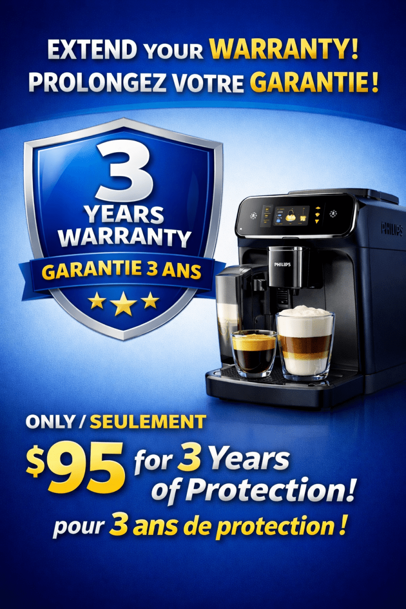 Philips Coffee Machine 1 - Year Extended Warranty (3 - Year Total) - Café Liégeois Canada Inc.
